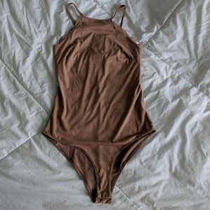 Faux Suede Scalloped Bodysuit